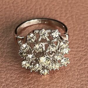 18K G.E. Rhinestone Cluster Cocktail Ring